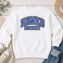 Load image into Gallery viewer, Hawks Hockey Sports design on White crewneck sweatshirt