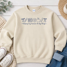 Load image into Gallery viewer, Helping Tiny Humans Do Big Things Teacher design on Sand crewneck sweatshirt
