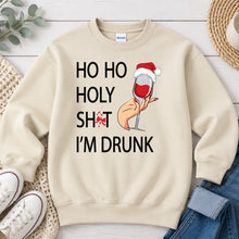Load image into Gallery viewer, Ho Ho Holy Sh*t I'm Drunk Christmas design on Sand crewneck sweatshirt