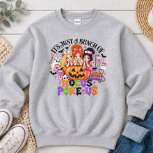 Load image into Gallery viewer, Hocus Poke Us Nurses Halloween design on Ash Grey crewneck sweatshirt
