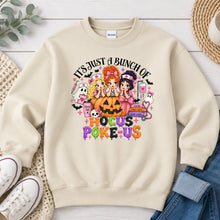 Load image into Gallery viewer, Hocus Poke Us Nurses Halloween design on Sand crewneck sweatshirt