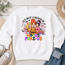 Load image into Gallery viewer, Hocus Poke Us Nurses Halloween design on White crewneck sweatshirt