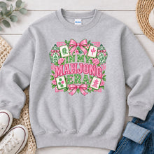 Load image into Gallery viewer, In My Mahjong Era Pink Bows Mahjong design on Ash Grey crewneck sweatshirt