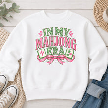 Load image into Gallery viewer, In My Mahjong Era Mahjong design on White crewneck sweatshirt