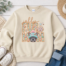 Load image into Gallery viewer, Jolly Frenchie Grey Christmas design on Sand crewneck sweatshirt