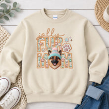 Load image into Gallery viewer, Jolly German Shepherd Christmas design on Sand crewneck sweatshirt