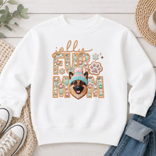 Load image into Gallery viewer, Jolly German Shepherd Christmas design on White crewneck sweatshirt