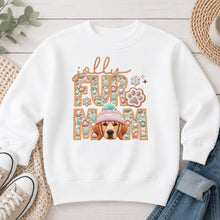 Load image into Gallery viewer, Jolly Golden Retriever Christmas design on White crewneck sweatshirt