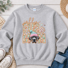 Load image into Gallery viewer, Jolly Great Dane Grey Christmas design on Ash Grey crewneck sweatshirt