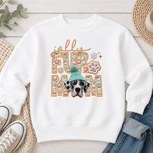 Load image into Gallery viewer, Jolly Great Dane Harlequin Christmas design on White crewneck sweatshirt
