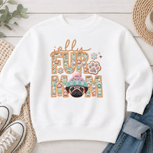 Load image into Gallery viewer, Jolly Pug Christmas design on White crewneck sweatshirt