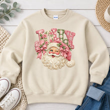 Load image into Gallery viewer, Jolly Santa Impasto Christmas design on Sand crewneck sweatshirt