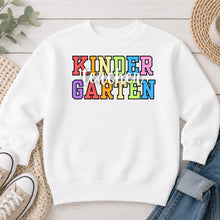 Load image into Gallery viewer, Kindergarten Teacher Rainbow Teacher design on White crewneck sweatshirt