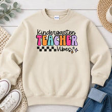 Load image into Gallery viewer, Kindergarten Teacher Vibes Teacher design on Sand crewneck sweatshirt