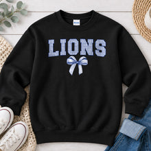 Load image into Gallery viewer, Gingham Lions Bow Black