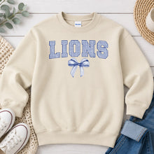 Load image into Gallery viewer, Gingham Lions Bow Sand