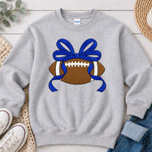 Load image into Gallery viewer, Football Blue Bow Ash Grey