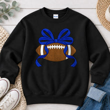 Load image into Gallery viewer, Football Blue Bow Black