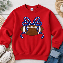 Load image into Gallery viewer, Football Polka Dot Bow Red