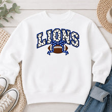 Load image into Gallery viewer, Lions Polka Dot Football Bow White