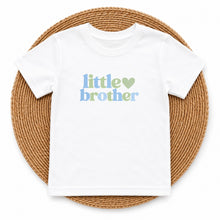 Load image into Gallery viewer, Little Brother Blue Sage Heart design on white kids t-shirt