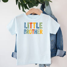 Load image into Gallery viewer, Little Brother Watercolor design on light blue kids t-shirt