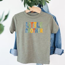 Load image into Gallery viewer, Little Brother Watercolor design on sage kids t-shirt