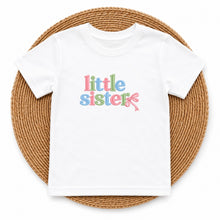 Load image into Gallery viewer, Little Sister Pastel Bow design on white kids t-shirt