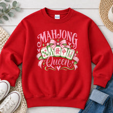 Load image into Gallery viewer, Mahjong Queen Mahjong design on Red crewneck sweatshirt