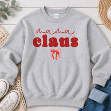 Load image into Gallery viewer, Mama Claus Christmas design on Ash Grey crewneck sweatshirt
