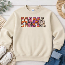 Load image into Gallery viewer, Mama Ghost Pumpkin Pink Halloween design on Sand crewneck sweatshirt