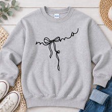 Load image into Gallery viewer, Mama Script Bow Mom & Family design on Ash Grey crewneck sweatshirt