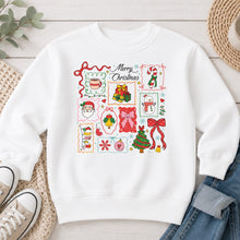 Load image into Gallery viewer, Merry Christmas Collage Christmas design on White crewneck sweatshirt