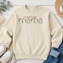 Load image into Gallery viewer, Merry Mama Christmas design on Sand crewneck sweatshirt