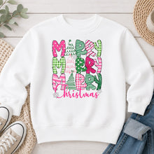 Load image into Gallery viewer, Merry Merry Merry Christmas Christmas design on White crewneck sweatshirt