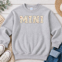 Load image into Gallery viewer, Mini Floral Cream Mom & Family design on Ash Grey crewneck sweatshirt