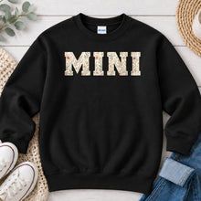 Load image into Gallery viewer, Mini Floral Cream Mom & Family design on Black crewneck sweatshirt