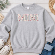 Load image into Gallery viewer, Mini Floral Pink Mom & Family design on Ash Grey crewneck sweatshirt