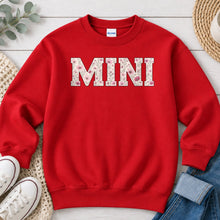 Load image into Gallery viewer, Mini Floral Pink Mom & Family design on Red crewneck sweatshirt