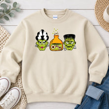 Load image into Gallery viewer, Monster Potion Trio Halloween design on Sand crewneck sweatshirt
