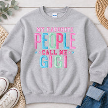 Load image into Gallery viewer, My Favorite People Call Me Gigi Mom & Family design on Ash Grey crewneck sweatshirt