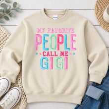 Load image into Gallery viewer, My Favorite People Call Me Gigi Mom & Family design on Sand crewneck sweatshirt