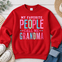 Load image into Gallery viewer, My Favorite People Call Me Grandma Mom & Family design on Red crewneck sweatshirt