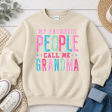 Load image into Gallery viewer, My Favorite People Call Me Grandma Mom & Family design on Sand crewneck sweatshirt