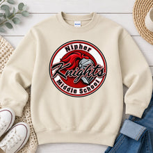 Load image into Gallery viewer, Nipher Knights Middle School Spirit Wear design on Sand crewneck sweatshirt