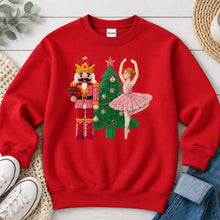 Load image into Gallery viewer, Nutcracker and Ballerina Christmas design on Red crewneck sweatshirt