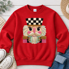 Load image into Gallery viewer, Nutcracker Embroidery Christmas design on Red crewneck sweatshirt