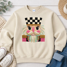 Load image into Gallery viewer, Nutcracker Embroidery Christmas design on Sand crewneck sweatshirt