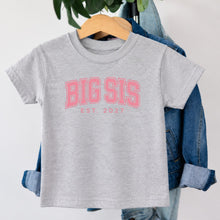 Load image into Gallery viewer, Big Sis Varsity Est 2027 design on heather grey kids t-shirt