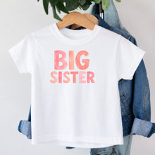 Load image into Gallery viewer, Big Sister Pink Watercolor design on white kids t-shirt